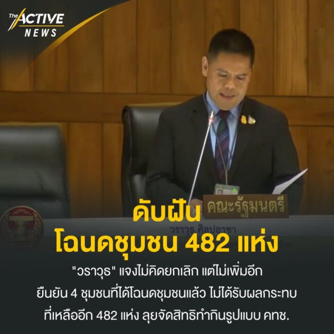 ดับฝันโฉนดชุนชน 482 แห่ง 