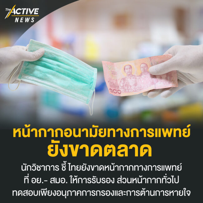 หน้ากากอนามัยทางการแพทย์ ยังขาดตลาด