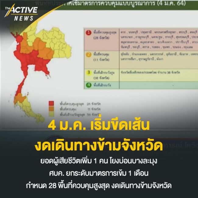 4 ม.ค. เริ่มขีดเส้น งดเดินทางข้ามจังหวัด