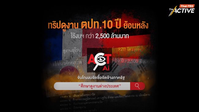 ACT Ai  ระบุทริปดูงาน ตปท.10 ปีย้อนหลัง ใช้งบฯกว่า 2.5 พันล้านบาท