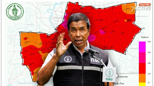 กรุงเทพฯ เผชิญฝนสะสมต่อเนื่อง 48 ชม. แตะ 300 มม.  คลองสายหลักหลายแห่งน้ำล้นตลิ่ง