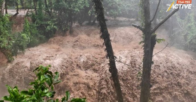 ‘กาญจนบุรี’ ฝนหนักไม่พัก! เตือนชุมชนเสี่ยง น้ำท่วมฉับพลัน-น้ำป่า รีสอร์ทริม ‘แควน้อย’ อ่วม