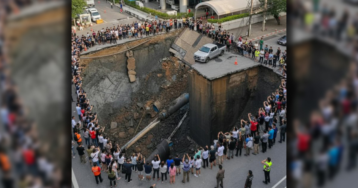 ตรวจสอบแล้ว: ภาพไทยมุงหลุมยุบ ที่แท้สร้างจาก AI