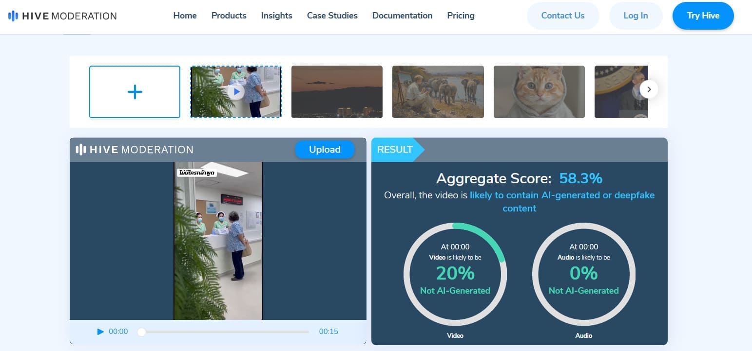 ภาพผลการตรวจสอบพบว่าเป็นวิดีโอที่สร้างจาก AI หรือ  Deepfake