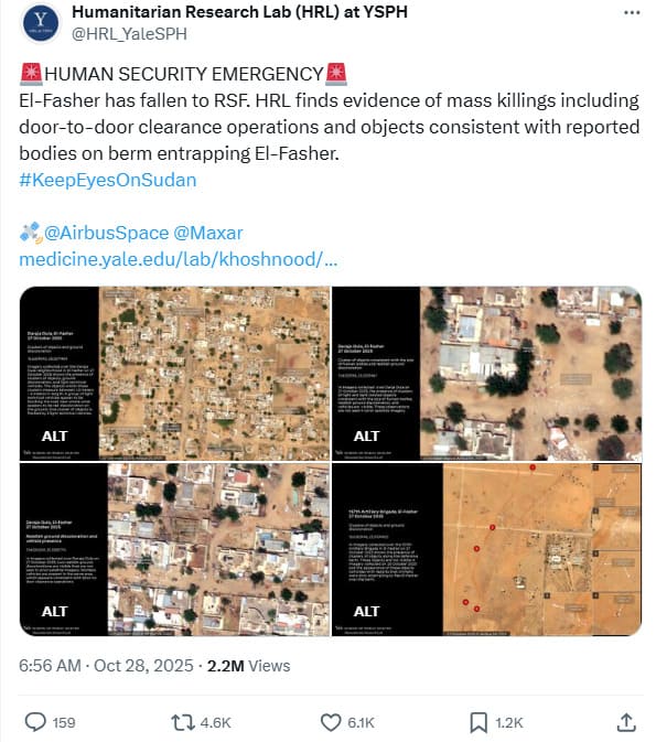 ภาพแผนที่เหตุการณ์ การปิดล้อมของ El Fasher ของ RSF มหาวิทยาลัยเยล