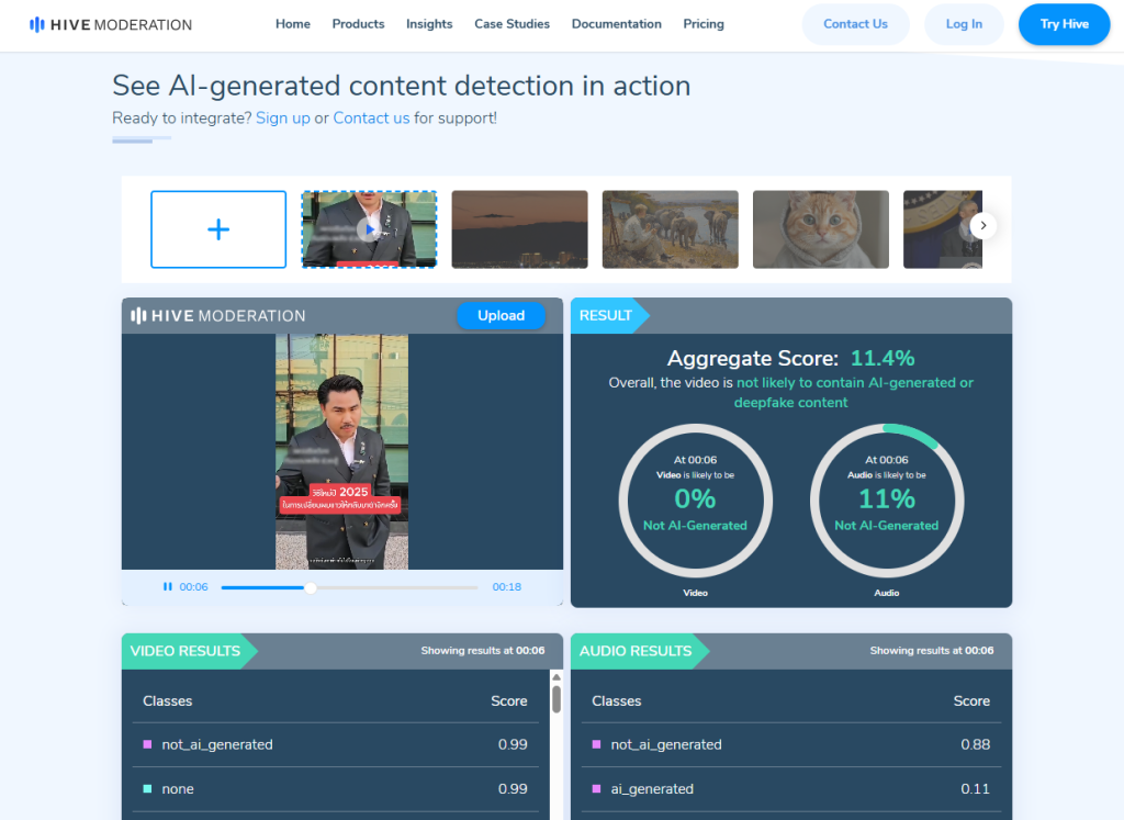 ผลการตรวจสอบด้วยเครื่องมือตรวจสอบภาพ AI 