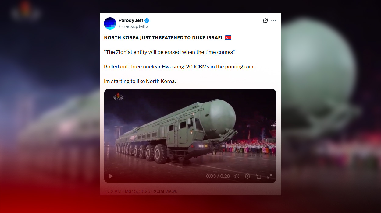 A post alleging that North Korea issued nuclear threats against Israel features footage of a Hwasong-20 missile parade.