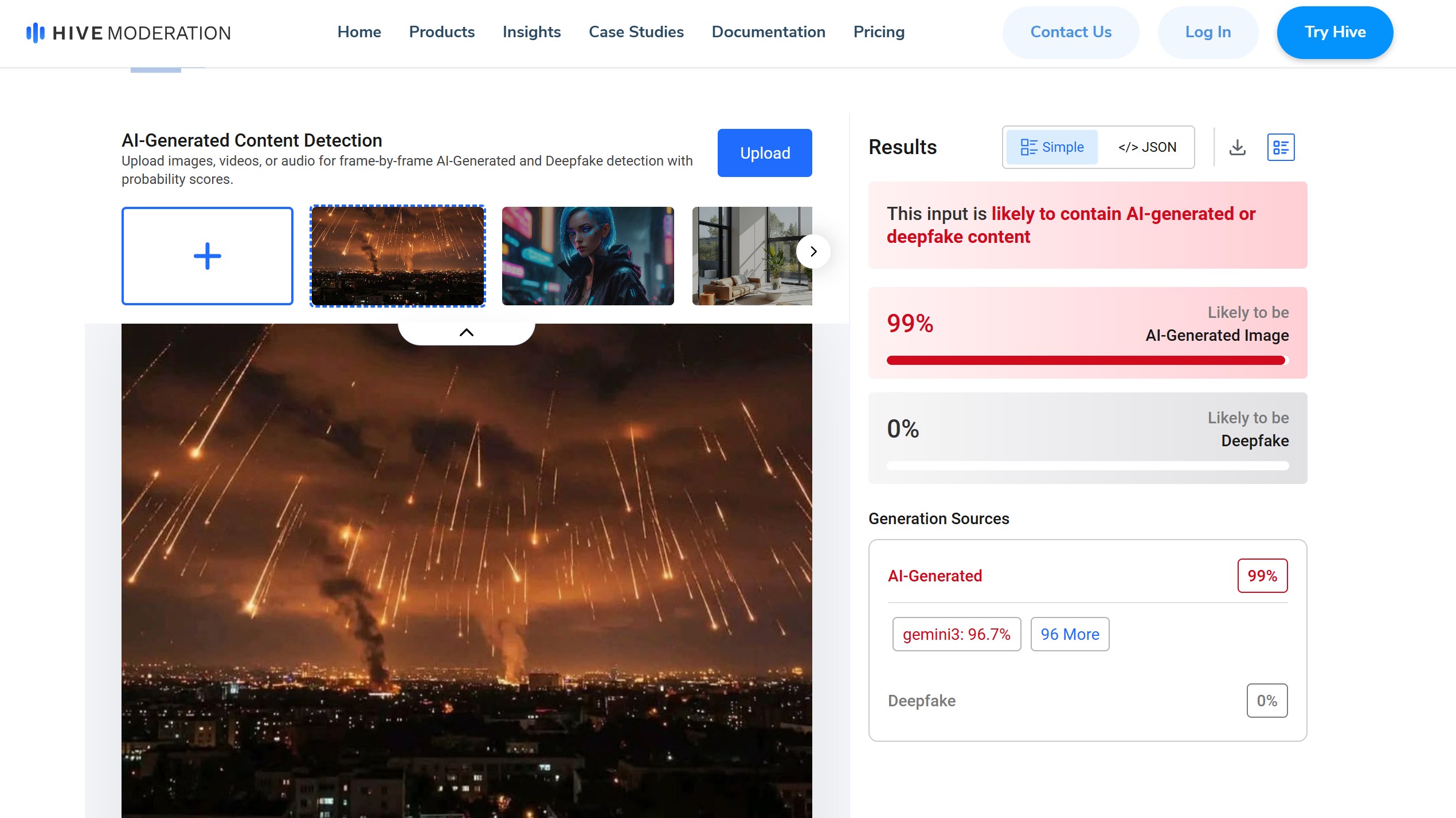 HIVE MODERATION found the image in question to be 99% AI-generated.