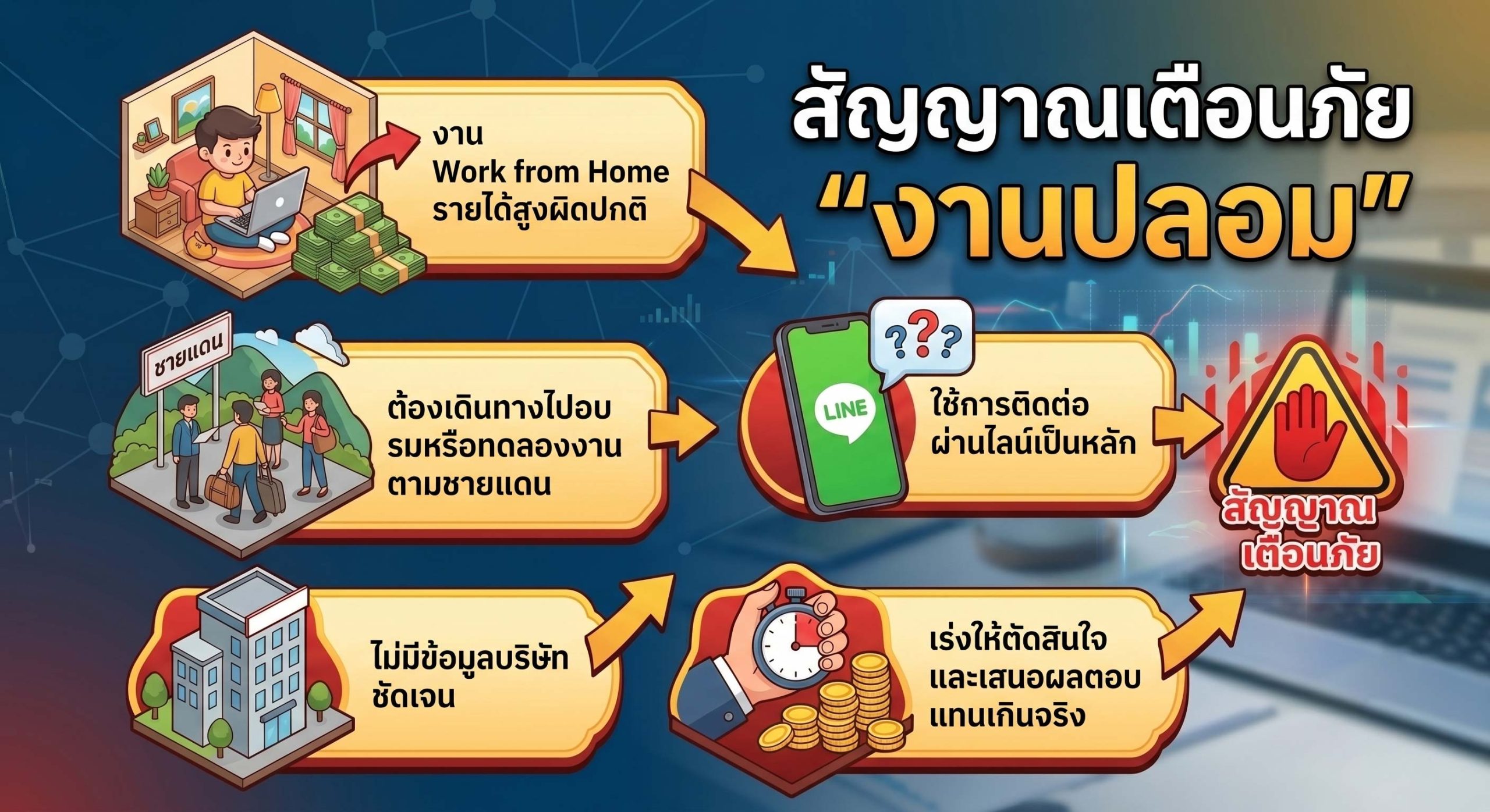 สัญญาณเตือนภัยงานปลอม 