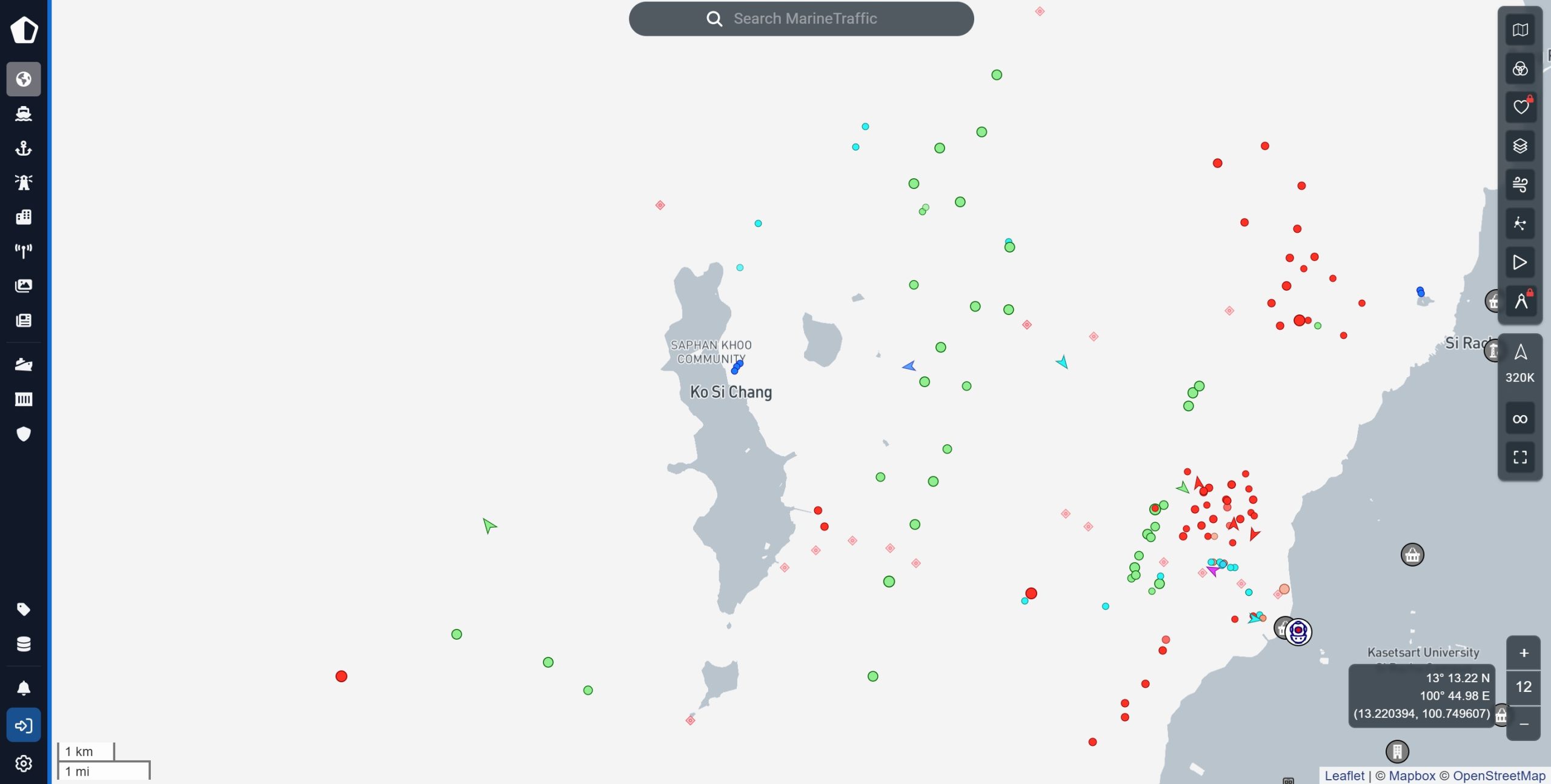 ตรวจสอบตำแหน่งของเรือในเว็บไซต์ marinetraffic