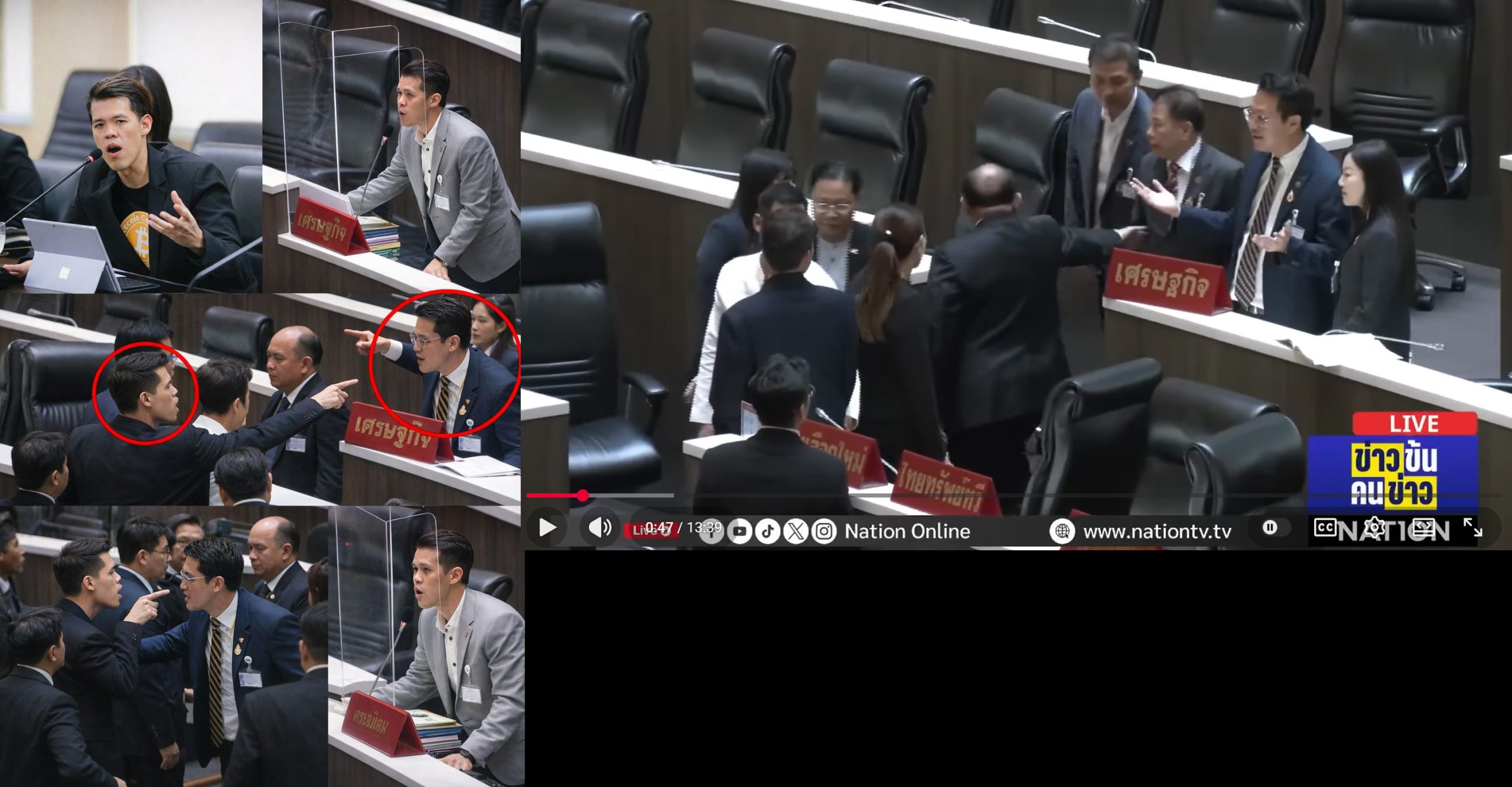 ภาพเปรียบเทียบเหตุการณ์ในโพสต์ (ซ้าย) และเหตุการณ์ในคลิป (ขวา)