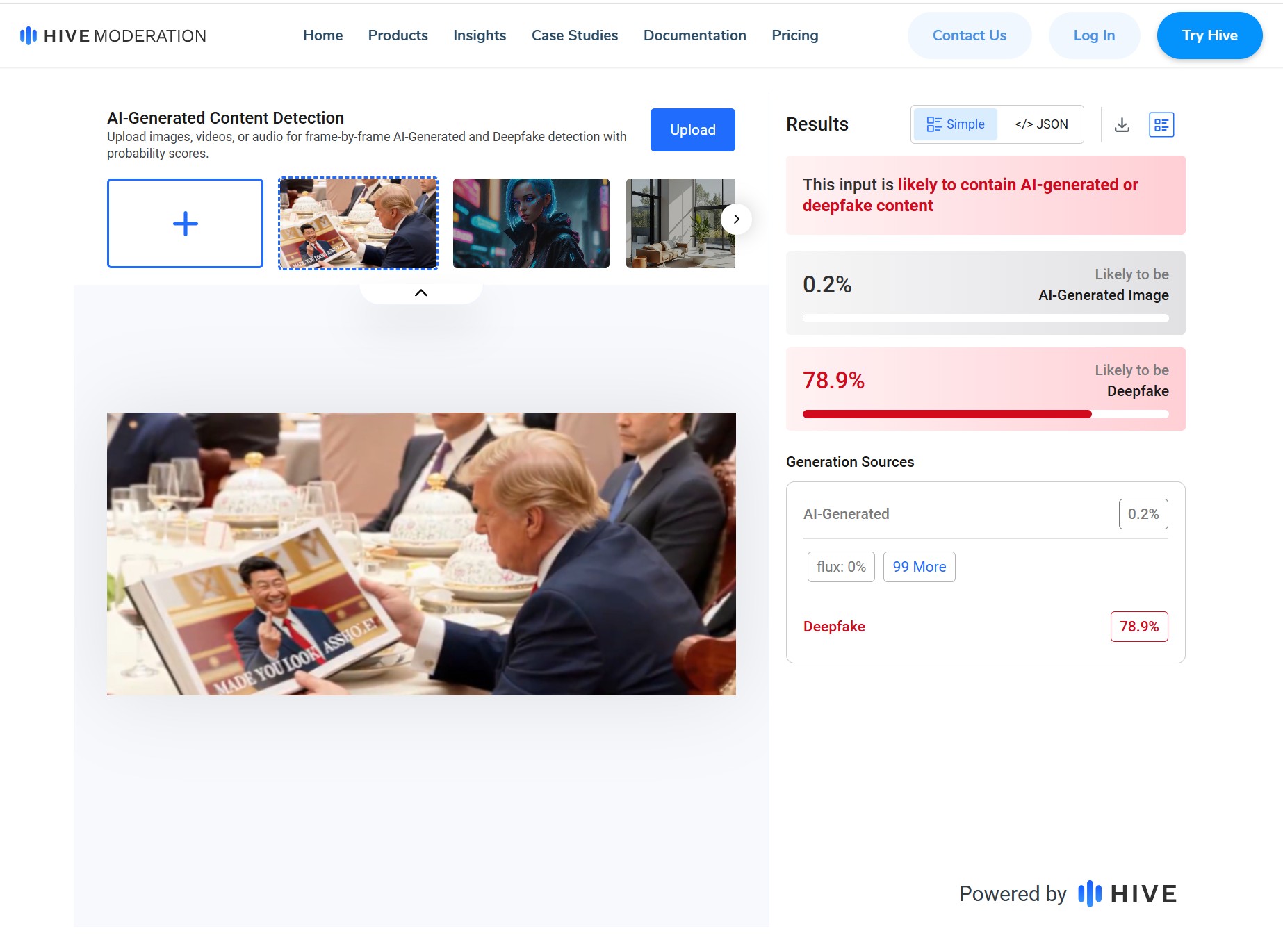 ภาพการตรวจสอบจาก HIVE moderation