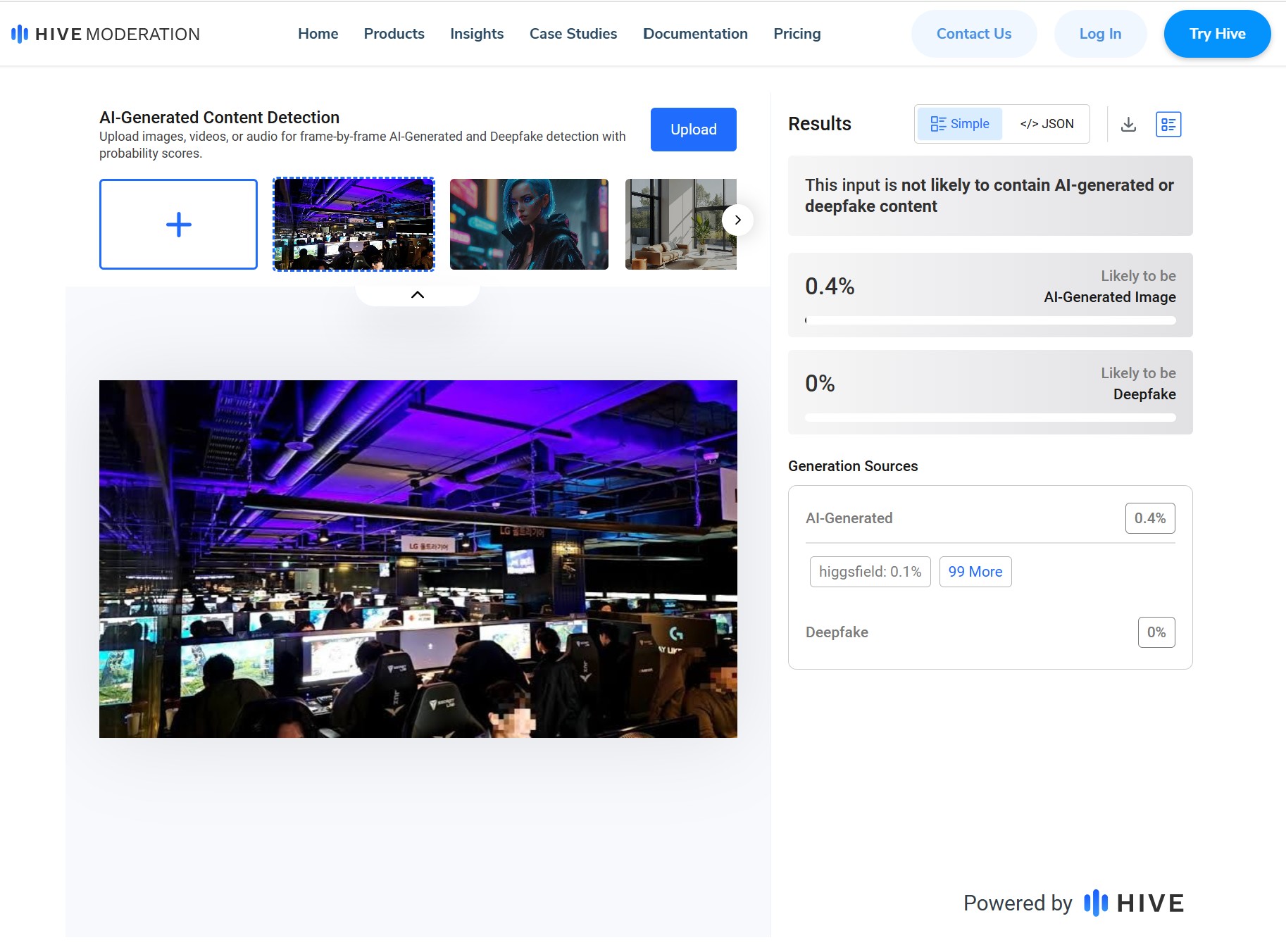 ภาพการตรวจสอบจาก HIVE  Moderation