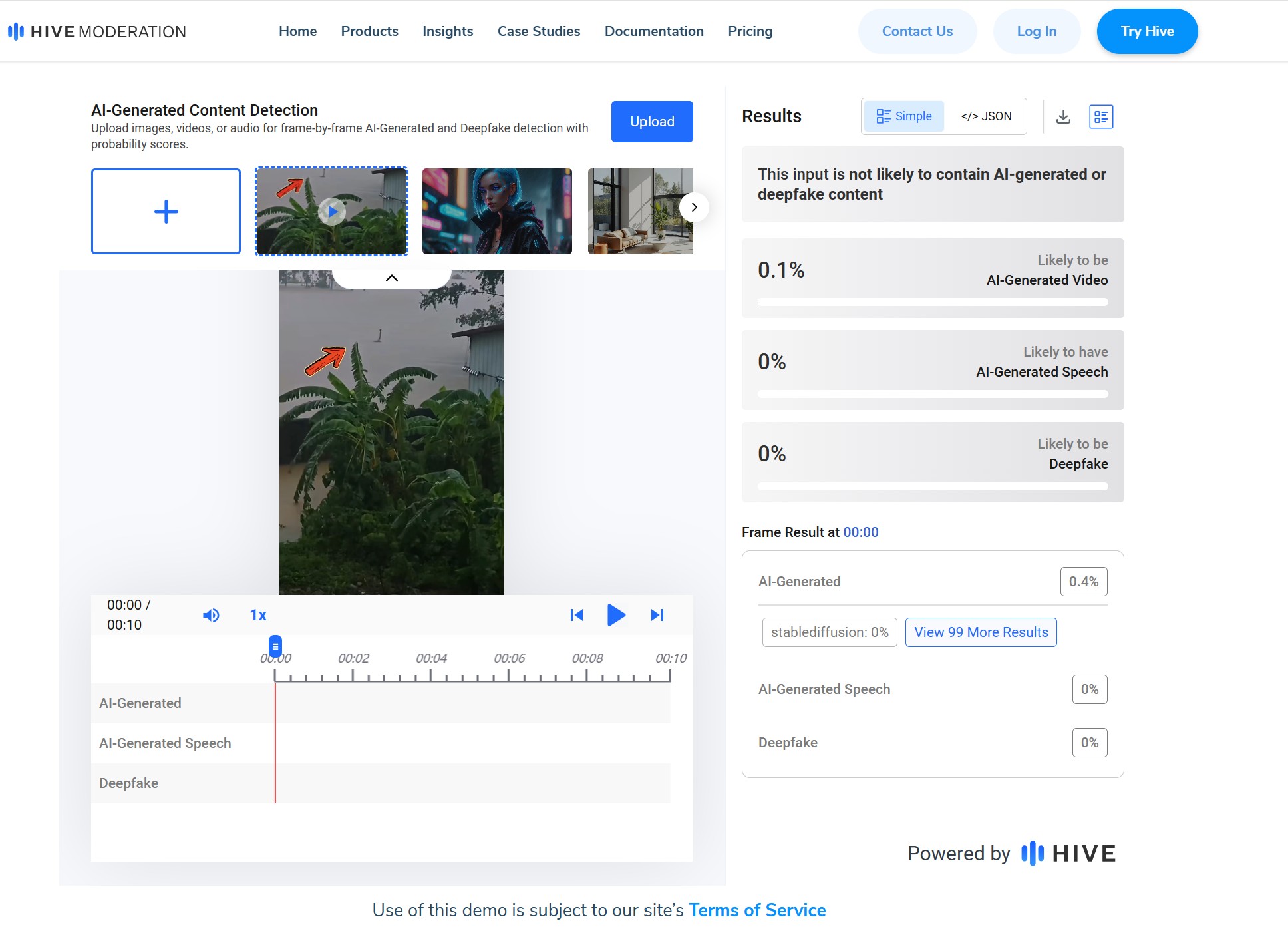 ภาพการตรวจสอบจาก Hive moderation 