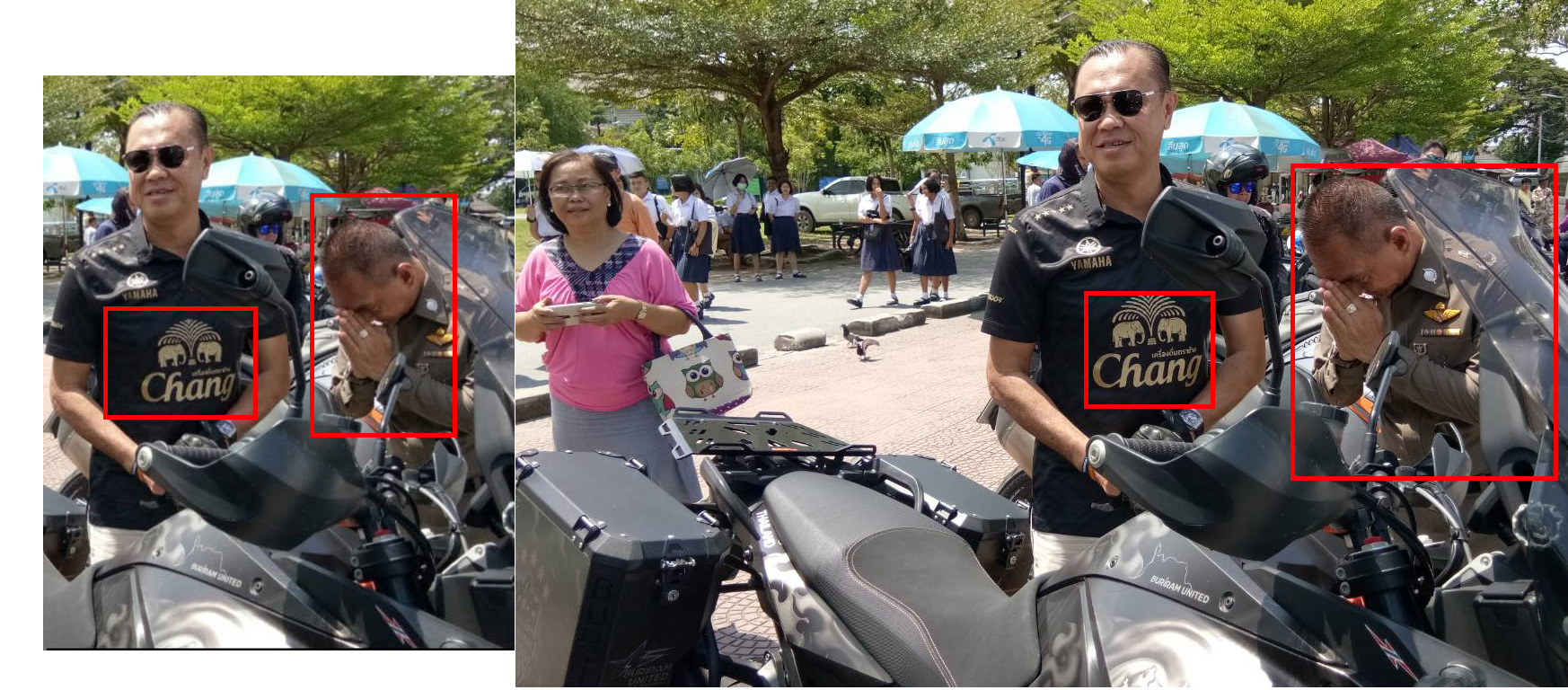 ภาพเปรียบเทียบรูปเนวินจากโพสต์ (ซ้าย) และจากเว็บไซต์มติชน(ขวา)
