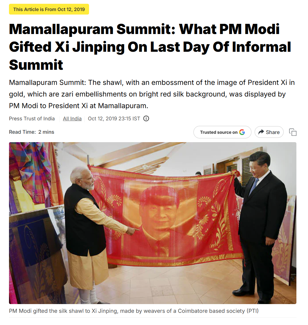 Mamallapuram Summit: What PM Modi Gifted Xi Jinping On Last Day Of Informal Summit