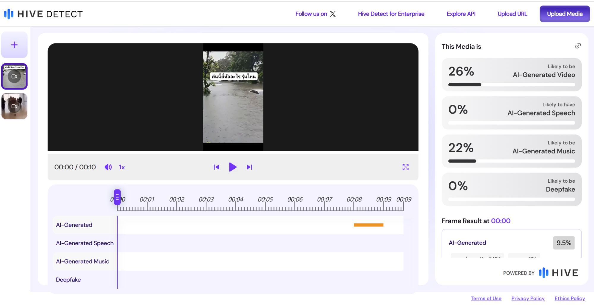 ผลการตรวจสอบจากเว็บไซต์ Hive detect