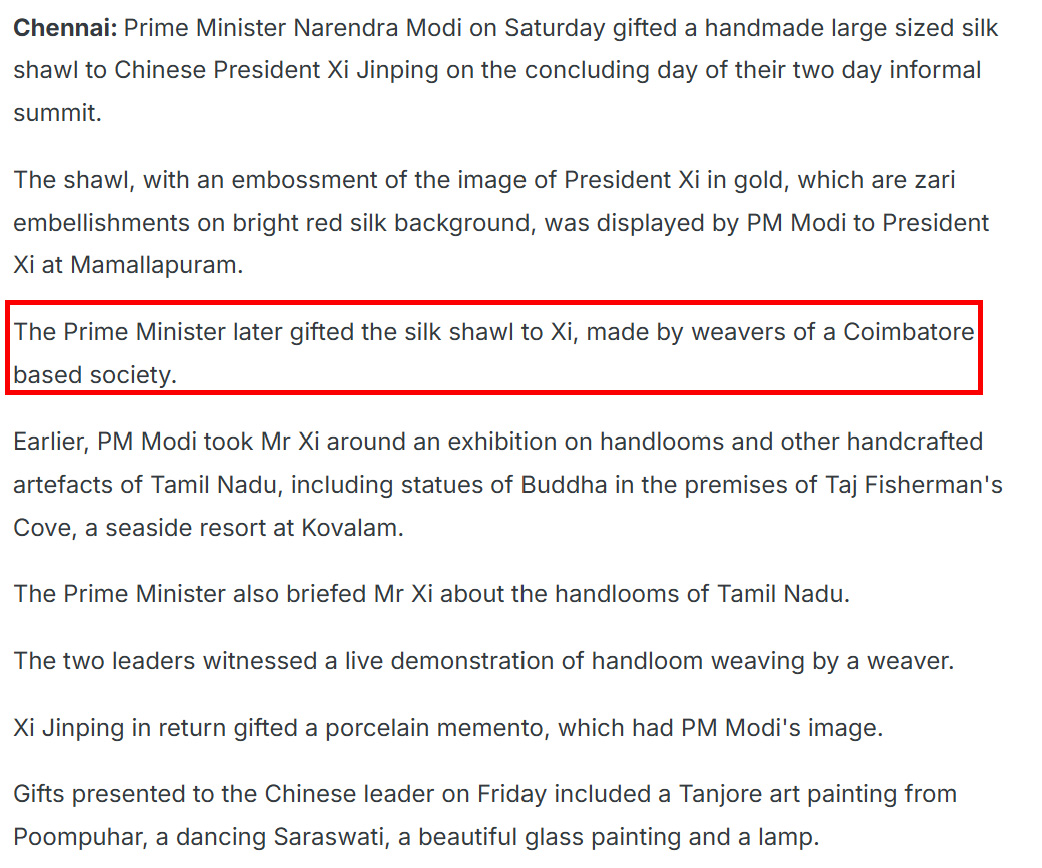 Mamallapuram Summit: What PM Modi Gifted Xi Jinping On Last Day Of Informal Summit