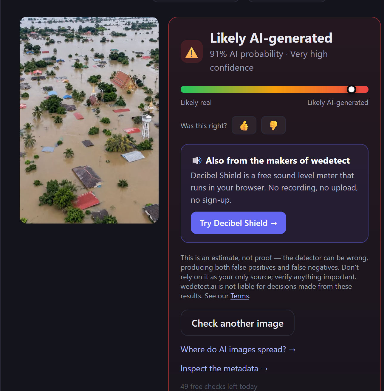 ผลการตรวจสอบจากเว็บไซต์ wedetect
